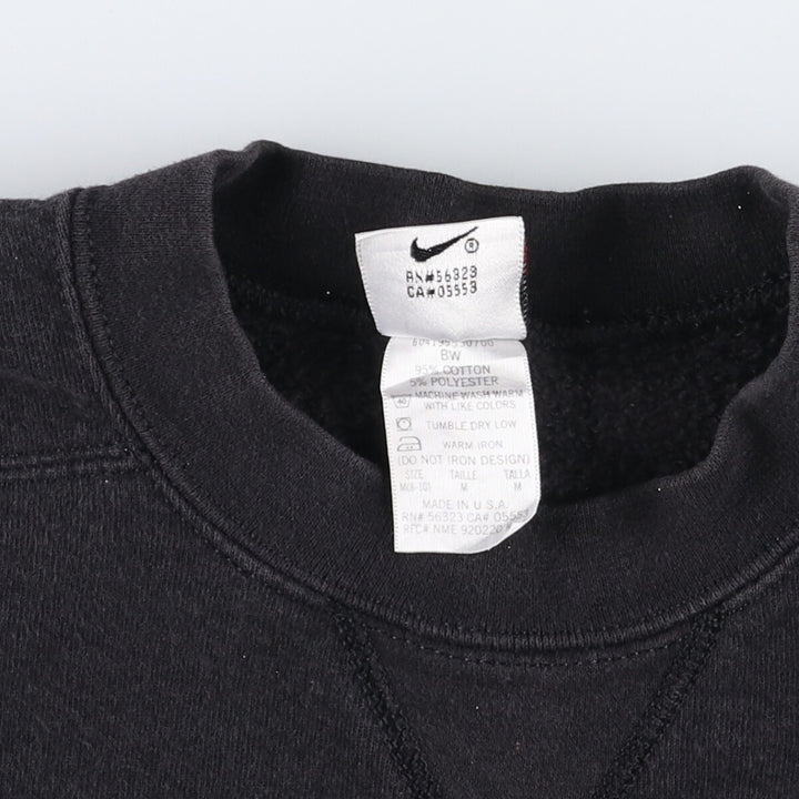 90'S Nike One Point Logo Sweatshirt Trainer Made in USA Men's L Size Vintage cotton black type Vintage Second Hand
