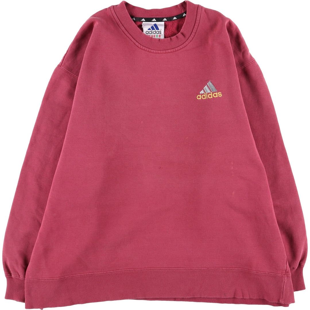 Vintage 90s-00'S Adidas logo sweatshirt, size L, men's cotton Red type red-purple Vintage Second Hand