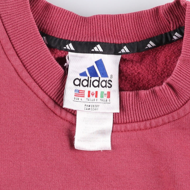 Vintage 90s-00'S Adidas logo sweatshirt, size L, men's cotton Red type red-purple Vintage Second Hand
