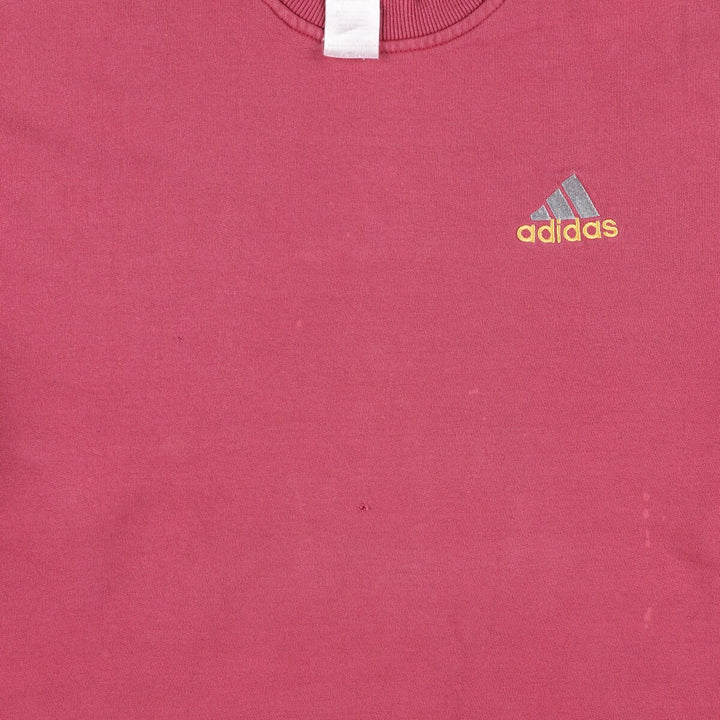 Vintage 90s-00'S Adidas logo sweatshirt, size L, men's cotton Red type red-purple Vintage Second Hand