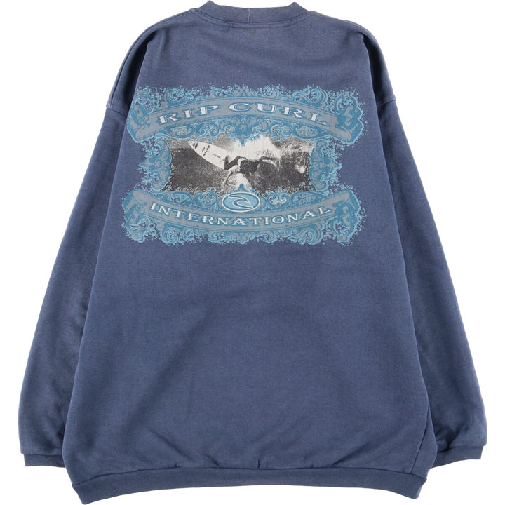 RIP CURL Printed Sweatshirt, Men's XL cotton navy blue type Vintage Second Hand