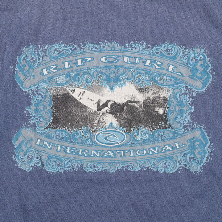 RIP CURL Printed Sweatshirt, Men's XL cotton navy blue type Vintage Second Hand