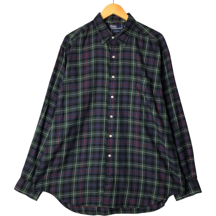 Ralph Lauren POLO by Ralph Lauren Elliott long-sleeved Lightflannel check shirt, men's size XL cotton Green type dark green Vintage Second Hand
