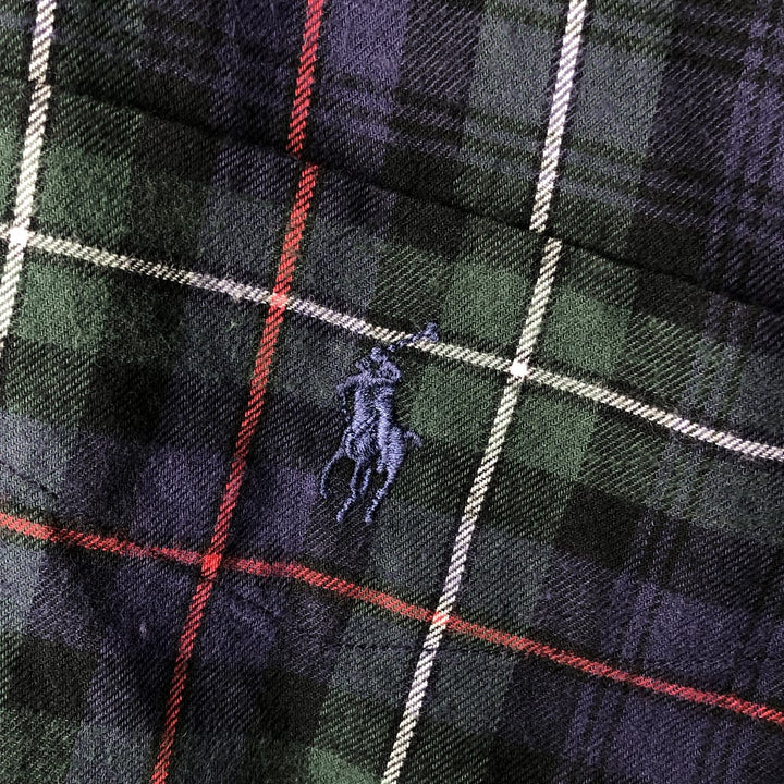 Ralph Lauren POLO by Ralph Lauren Elliott long-sleeved Lightflannel check shirt, men's size XL cotton Green type dark green Vintage Second Hand