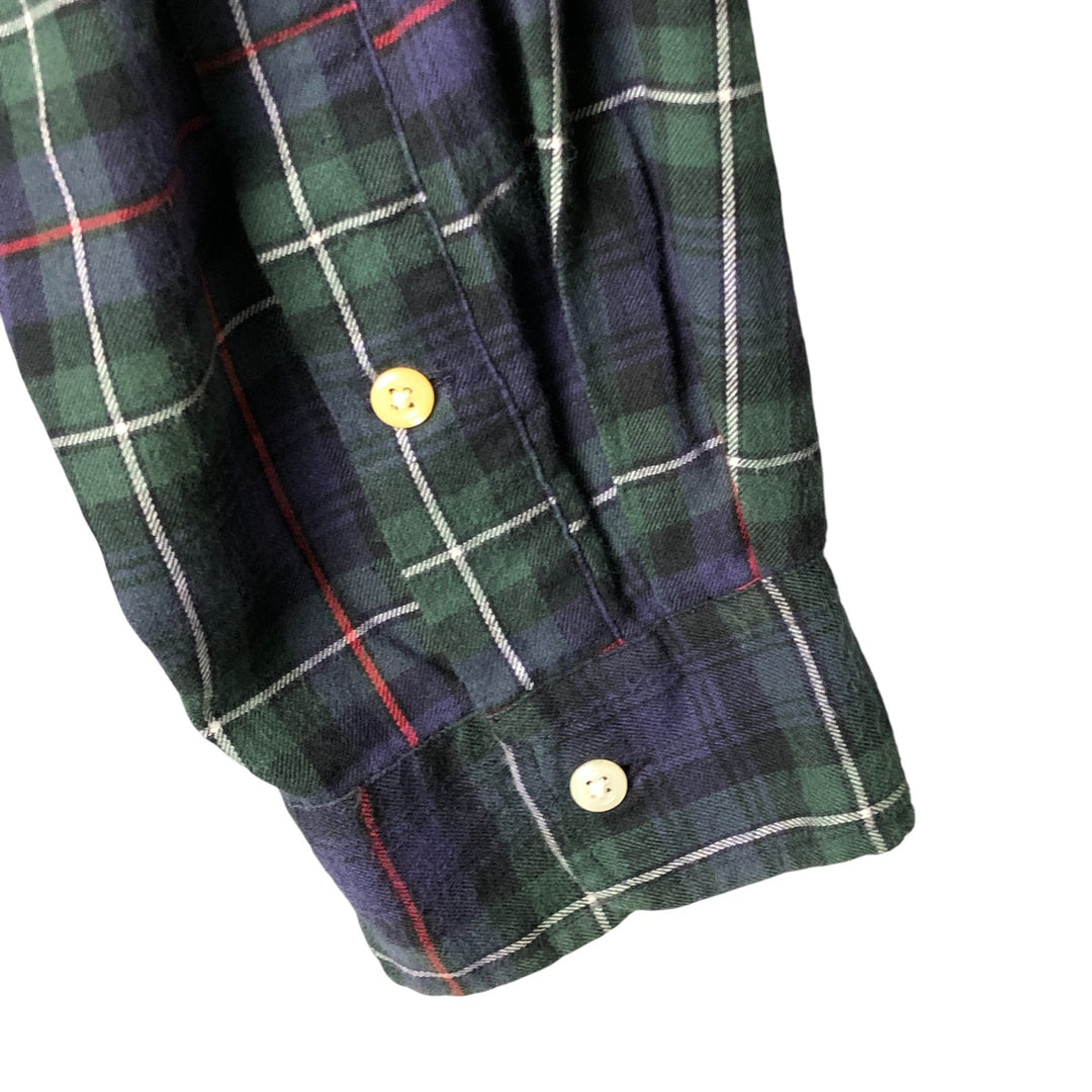 Ralph Lauren POLO by Ralph Lauren Elliott long-sleeved Lightflannel check shirt, men's size XL cotton Green type dark green Vintage Second Hand