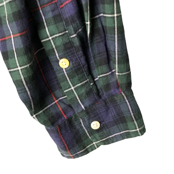 Ralph Lauren POLO by Ralph Lauren Elliott long-sleeved Lightflannel check shirt, men's size XL cotton Green type dark green Vintage Second Hand