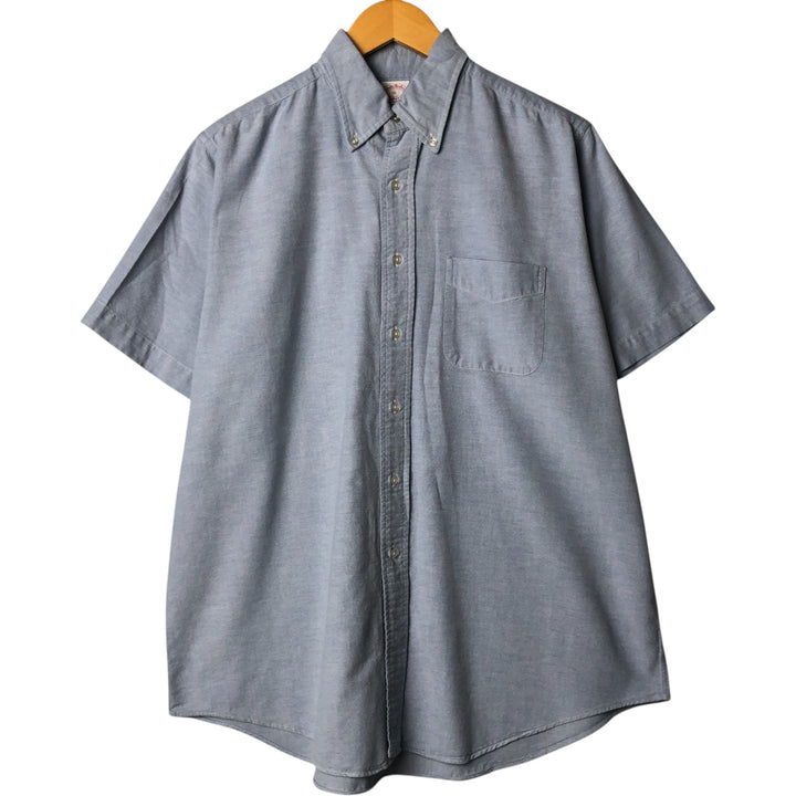 80s-90'S Brooks Brothers MAKERS Short Sleeve Button Down Shirt Made in USA Men's Size L Vintage cotton Blue type light blue Vintage Second Hand