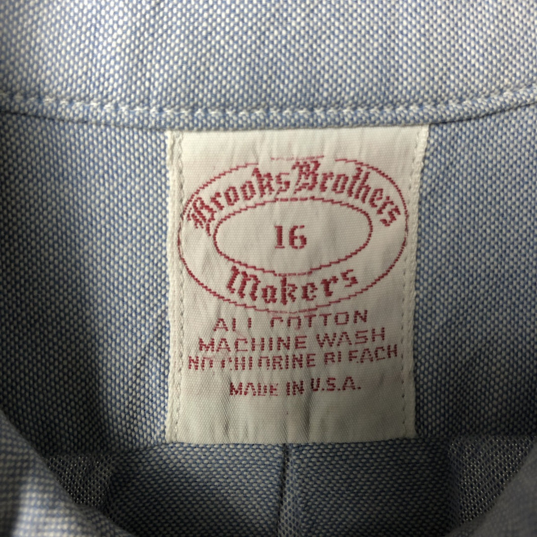 80s-90'S Brooks Brothers MAKERS Short Sleeve Button Down Shirt Made in USA Men's Size L Vintage cotton Blue type light blue Vintage Second Hand
