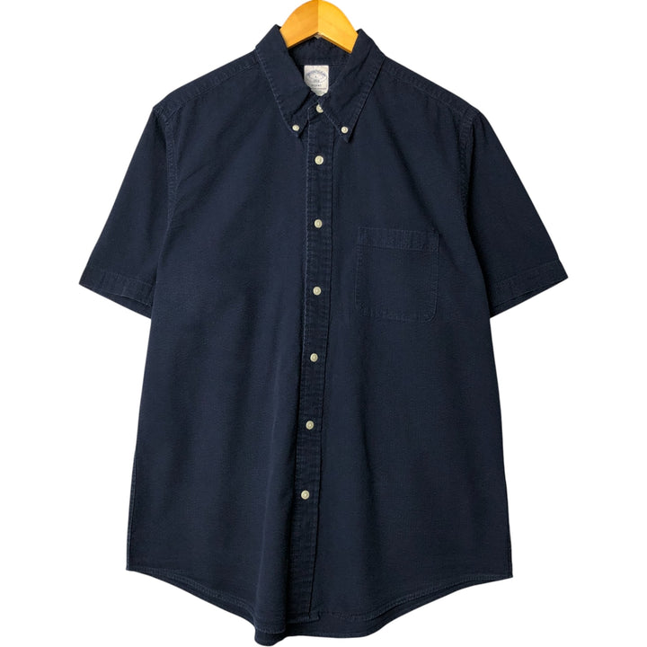 Brooks Brothers 1818 Seersucker Short Sleeve Button-Down Shirt, Men's Size L cotton navy blue type Vintage Second Hand