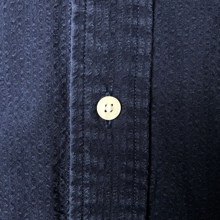 Brooks Brothers 1818 Seersucker Short Sleeve Button-Down Shirt, Men's Size L cotton navy blue type Vintage Second Hand