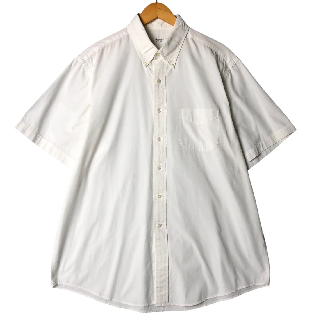 Brooks Brothers BASICS Short Sleeve Button-Down Shirt, Men's Size XL cotton white type Vintage Second Hand