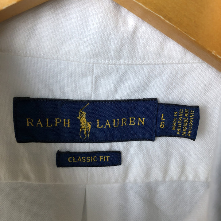 Ralph Lauren Classic Fit short sleeve button down shirt, men's size L cotton white type Vintage Second Hand