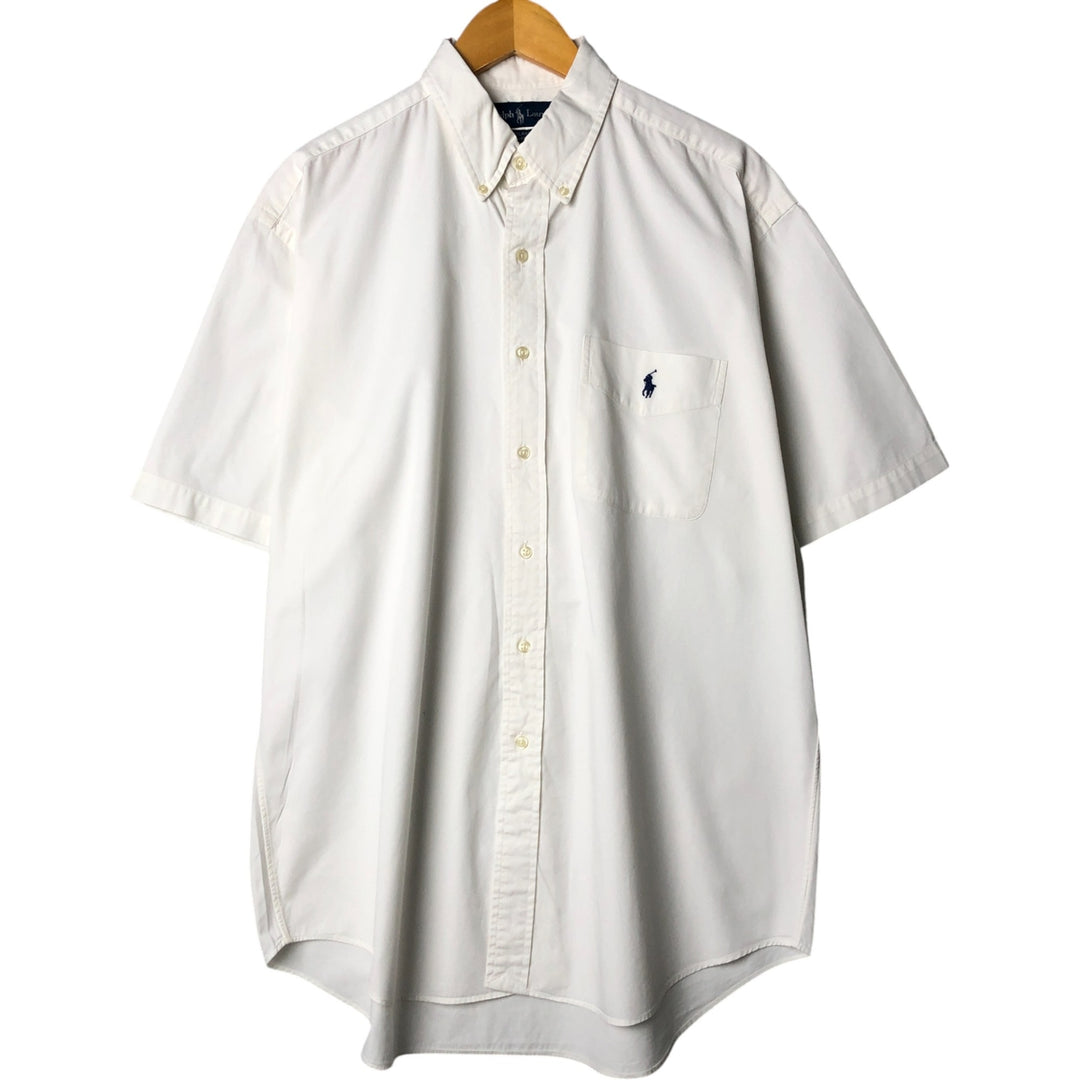 Ralph Lauren BLAKE short sleeve button down shirt, men's size L cotton white type Vintage Second Hand