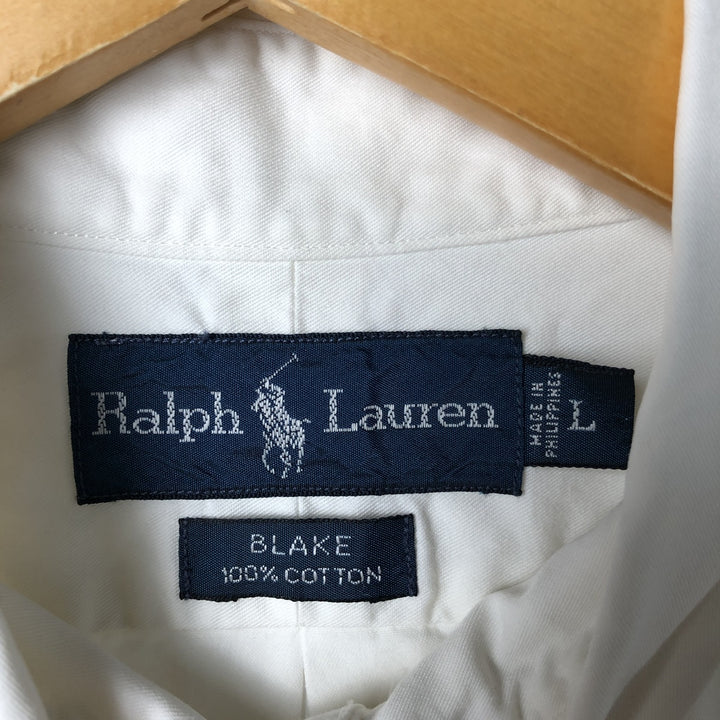 Ralph Lauren BLAKE short sleeve button down shirt, men's size L cotton white type Vintage Second Hand