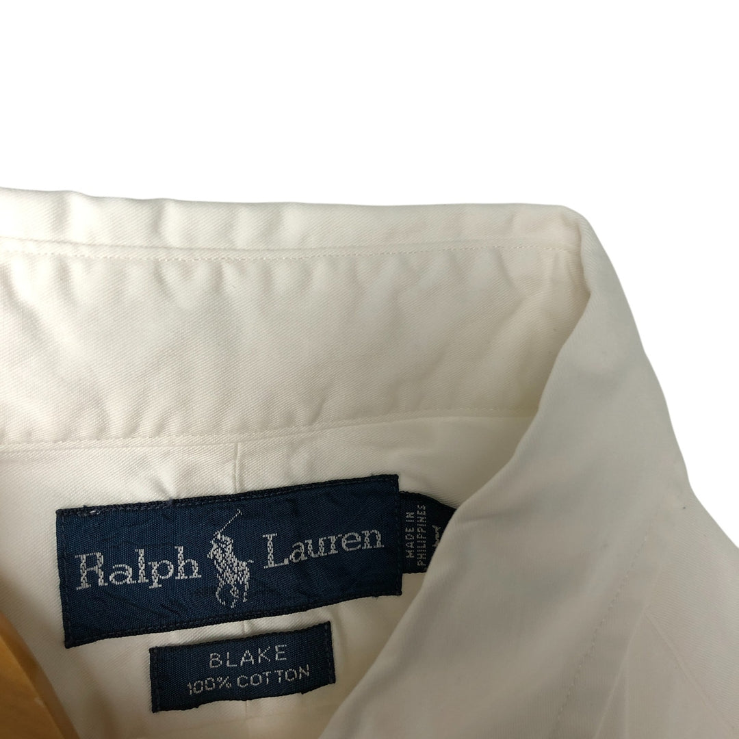 Ralph Lauren BLAKE short sleeve button down shirt, men's size L cotton white type Vintage Second Hand
