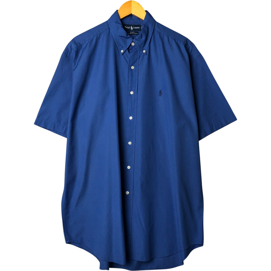 Ralph Lauren BLAKE short sleeve button down shirt, men's size L cotton blue type Vintage Second Hand