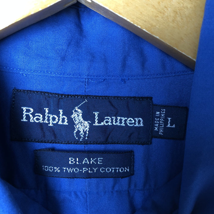 Ralph Lauren BLAKE short sleeve button down shirt, men's size L cotton blue type Vintage Second Hand