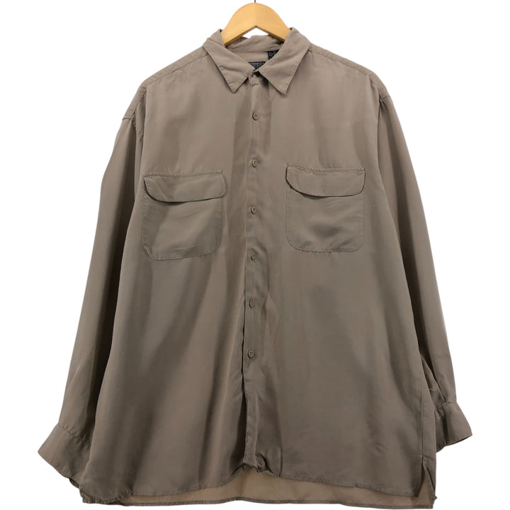 KNIGHTSBRIDGE Long Sleeve Silk Shirt, Men's Size L silk Beige type Vintage Second Hand