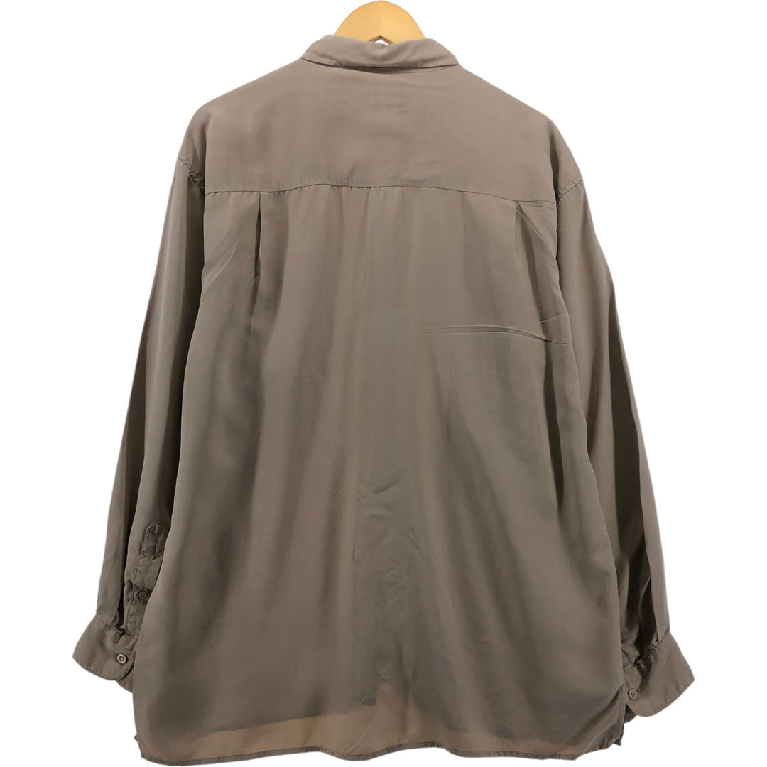 KNIGHTSBRIDGE Long Sleeve Silk Shirt, Men's Size L silk Beige type Vintage Second Hand