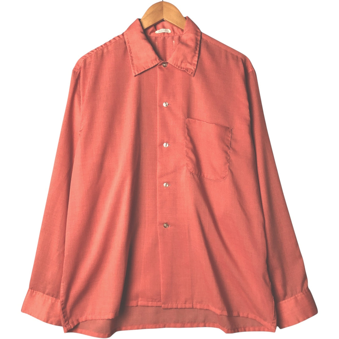Long-sleeved poly shirt, men's size L unclear coral Vintage Second Hand