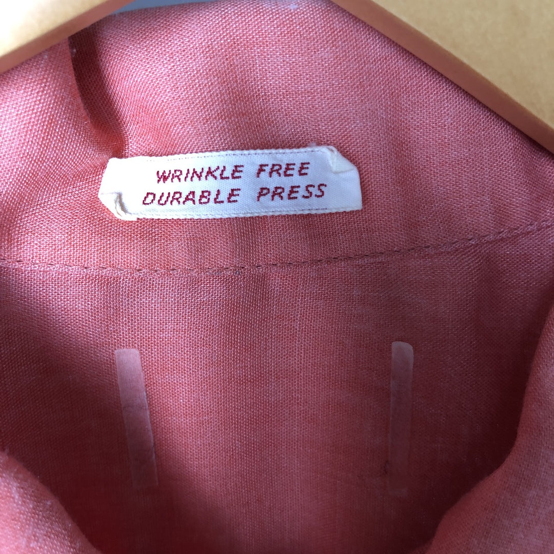 Long-sleeved poly shirt, men's size L unclear coral Vintage Second Hand