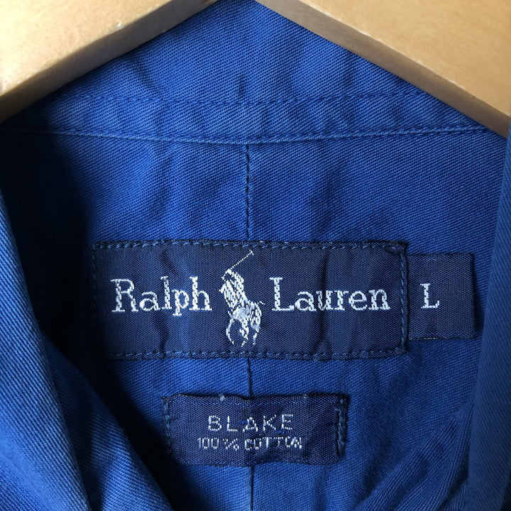Ralph Lauren BLAKE short sleeve button down shirt, men's size L cotton blue type Vintage Second Hand