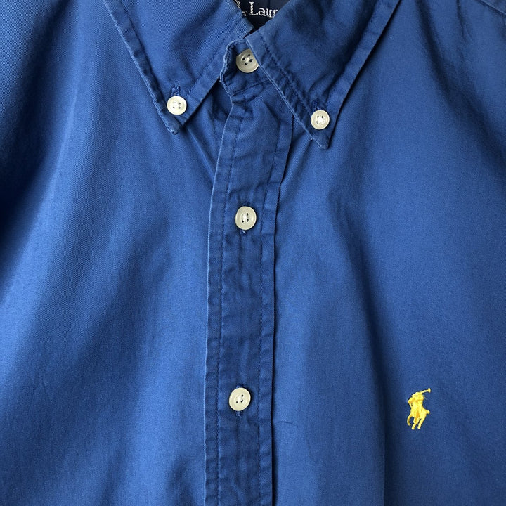 Ralph Lauren BLAKE short sleeve button down shirt, men's size L cotton blue type Vintage Second Hand