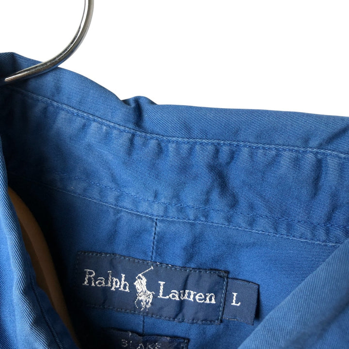 Ralph Lauren BLAKE short sleeve button down shirt, men's size L cotton blue type Vintage Second Hand