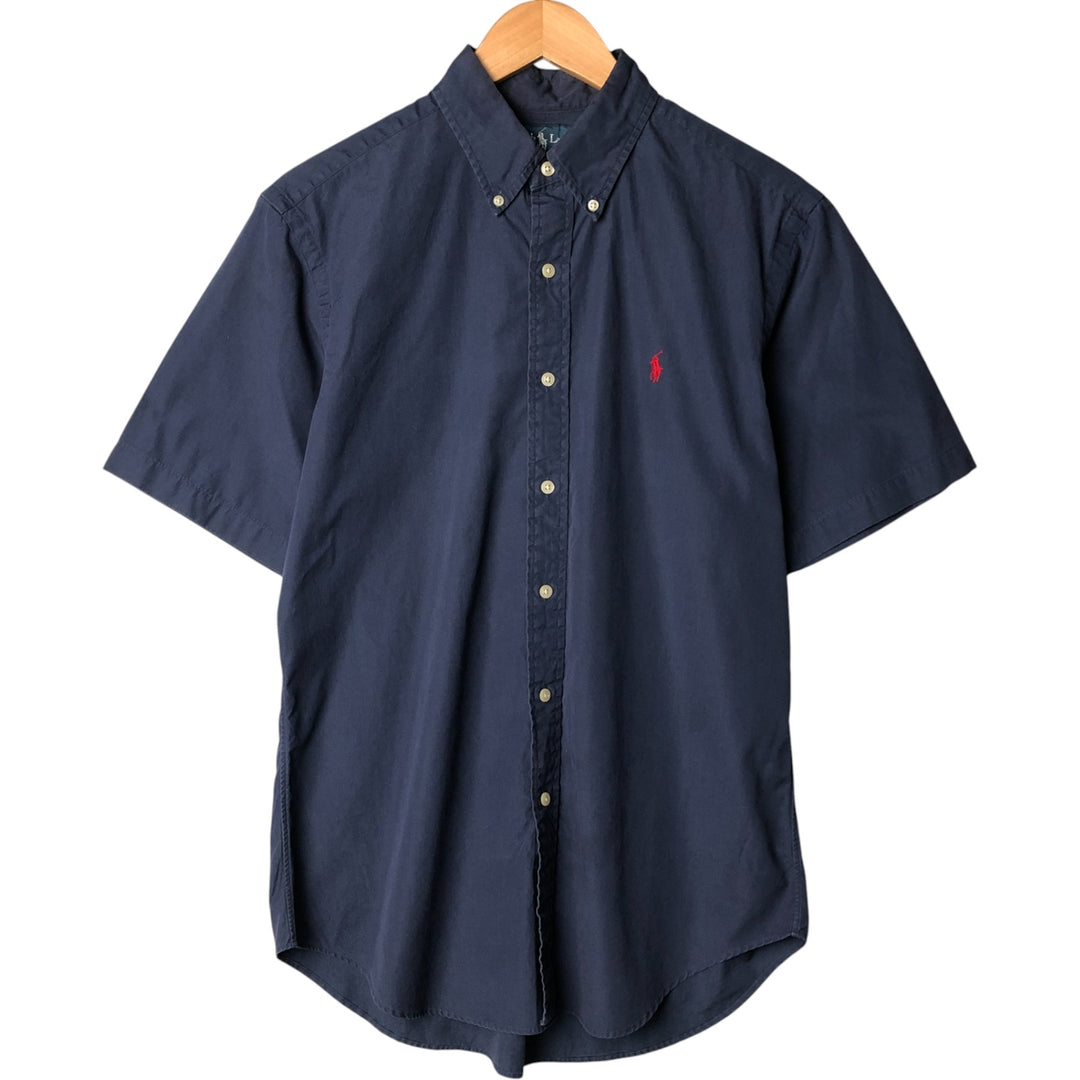 Ralph Lauren Classic Fit short sleeve button down shirt, men's size M cotton Navy blue Vintage Second Hand