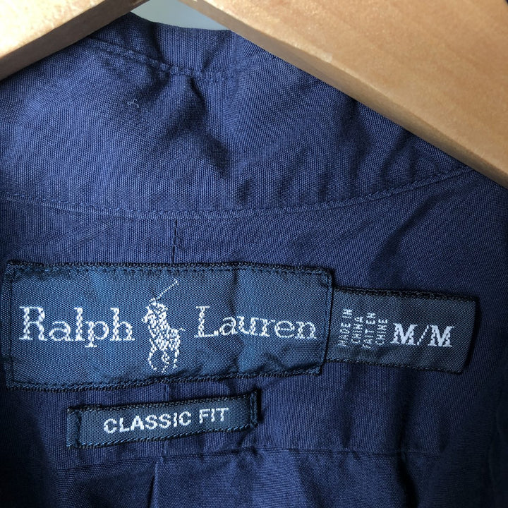 Ralph Lauren Classic Fit short sleeve button down shirt, men's size M cotton Navy blue Vintage Second Hand