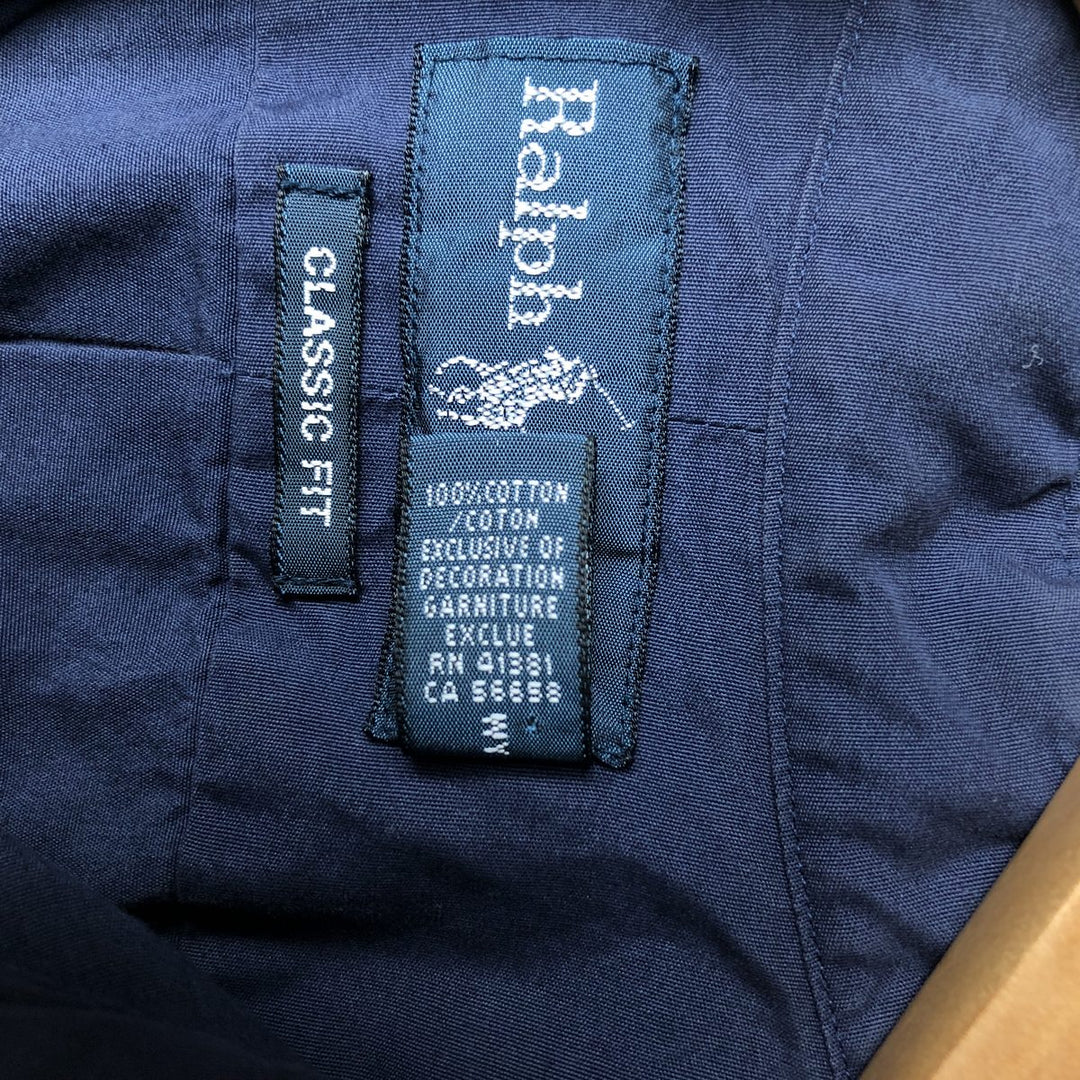 Ralph Lauren Classic Fit short sleeve button down shirt, men's size M cotton Navy blue Vintage Second Hand