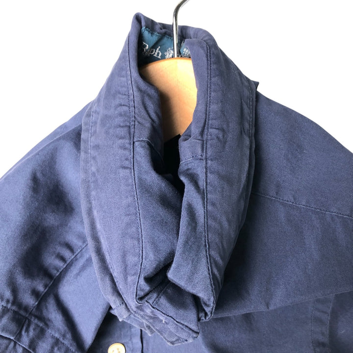 Ralph Lauren Classic Fit short sleeve button down shirt, men's size M cotton Navy blue Vintage Second Hand
