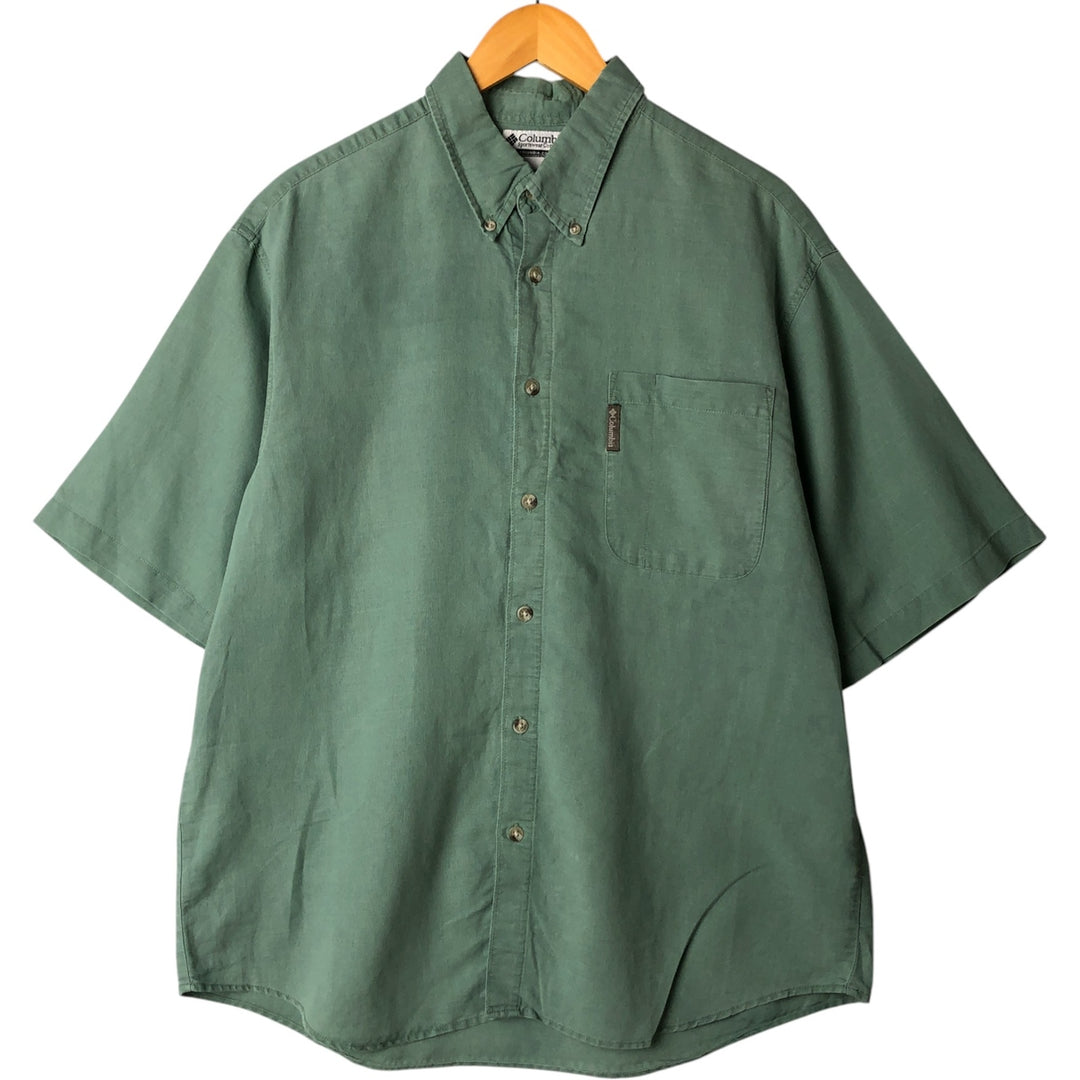 2000'S Columbia Short Sleeve Button-Down Shirt, Men's XL Lamy Khaki type sage green Vintage Second Hand