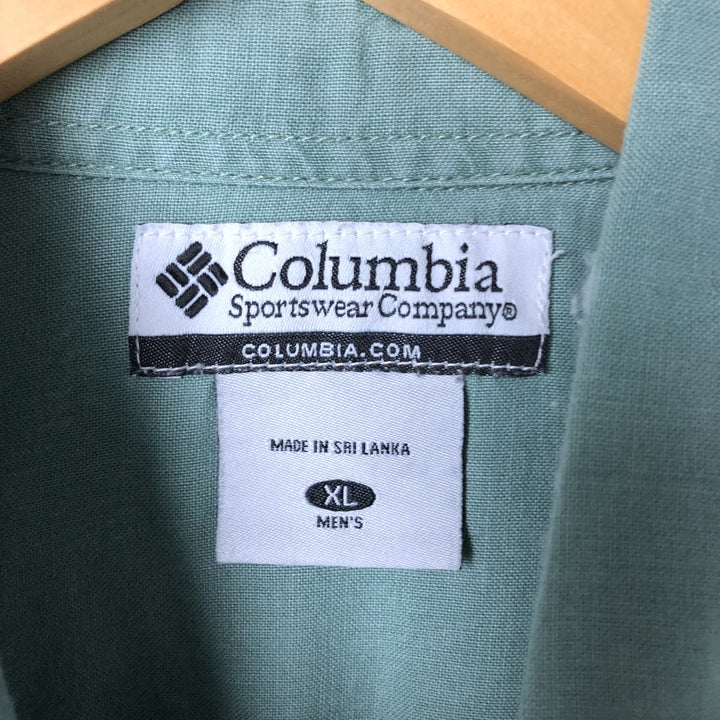 2000'S Columbia Short Sleeve Button-Down Shirt, Men's XL Lamy Khaki type sage green Vintage Second Hand