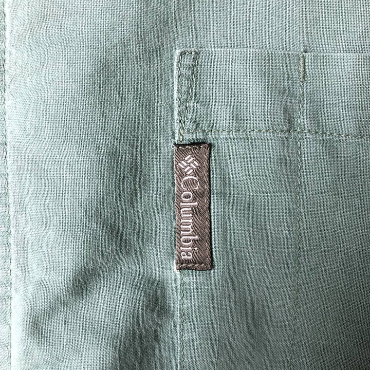 2000'S Columbia Short Sleeve Button-Down Shirt, Men's XL Lamy Khaki type sage green Vintage Second Hand