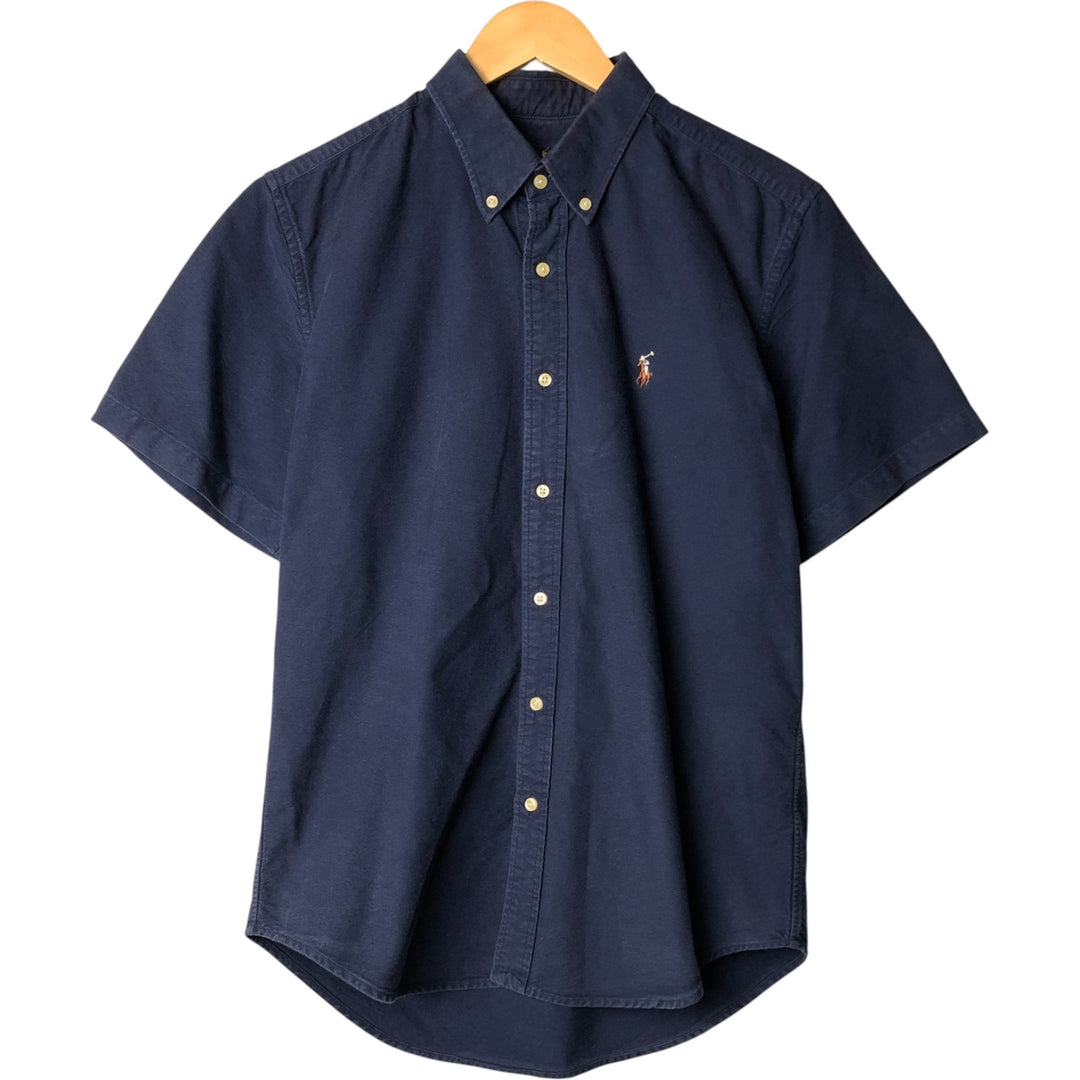 Ralph Lauren CUSTOM FIT short sleeve button down shirt, men's size L cotton Navy blue Vintage Second Hand