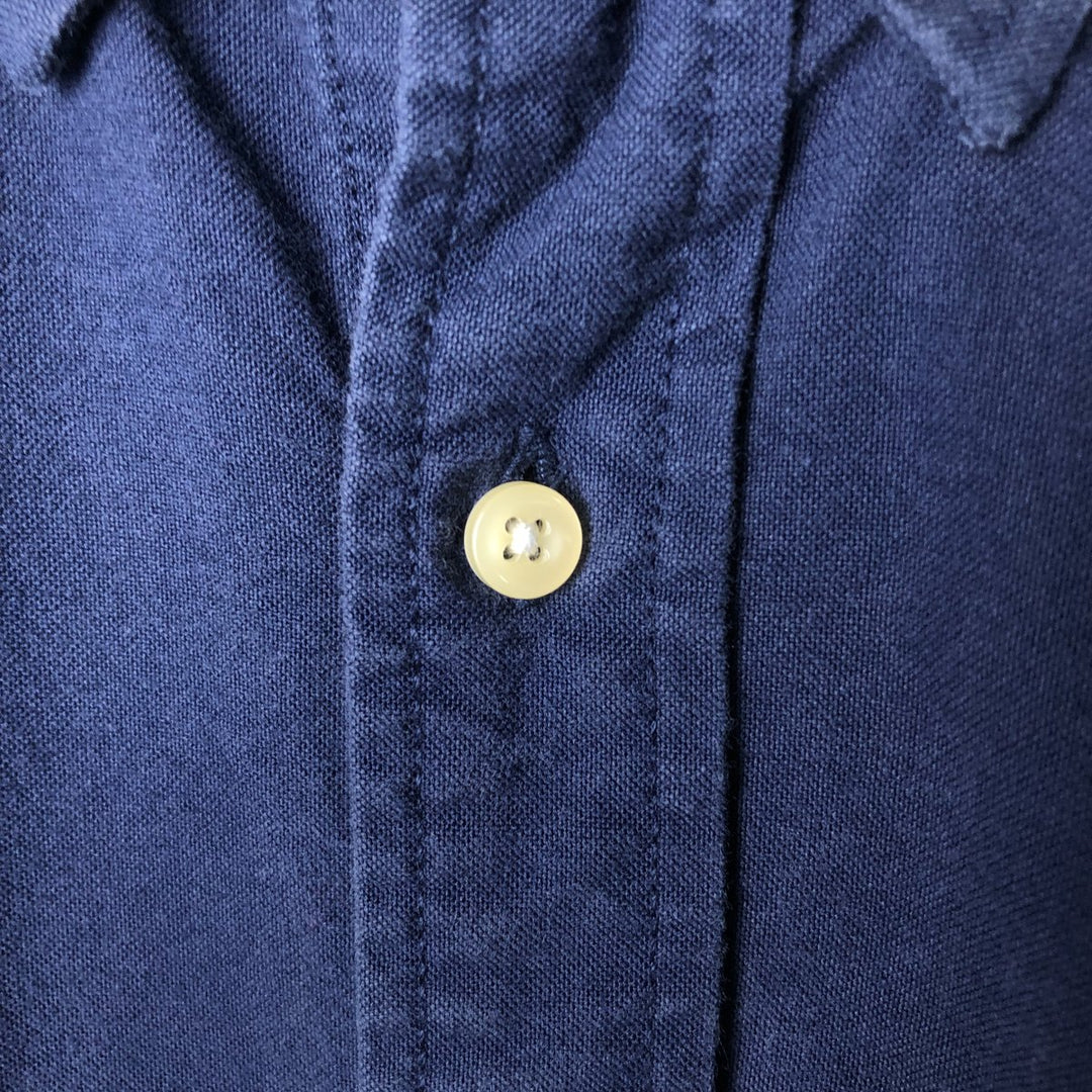 Ralph Lauren CUSTOM FIT short sleeve button down shirt, men's size L cotton Navy blue Vintage Second Hand