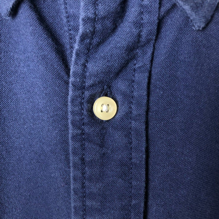 Ralph Lauren CUSTOM FIT short sleeve button down shirt, men's size L cotton Navy blue Vintage Second Hand