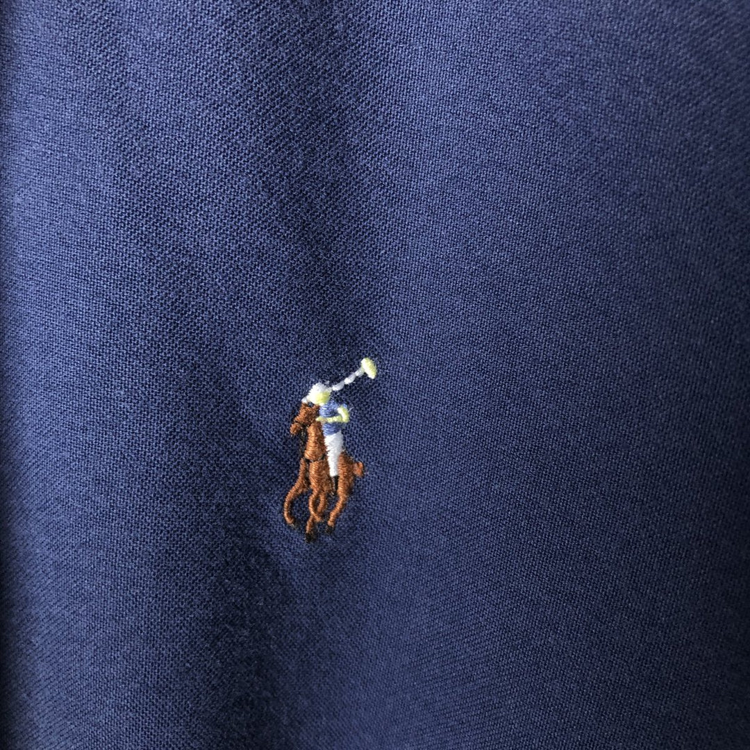 Ralph Lauren CUSTOM FIT short sleeve button down shirt, men's size L cotton Navy blue Vintage Second Hand