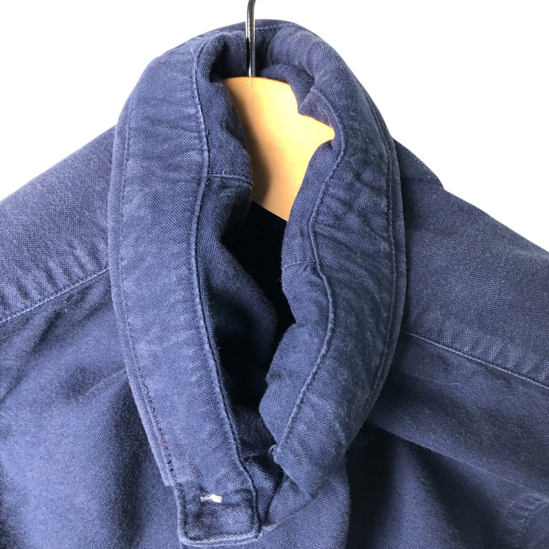 Ralph Lauren CUSTOM FIT short sleeve button down shirt, men's size L cotton Navy blue Vintage Second Hand