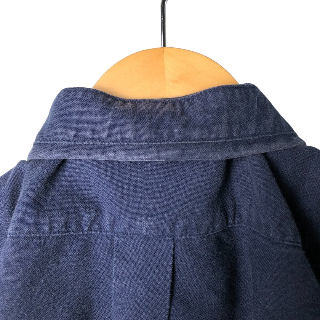Ralph Lauren CUSTOM FIT short sleeve button down shirt, men's size L cotton Navy blue Vintage Second Hand