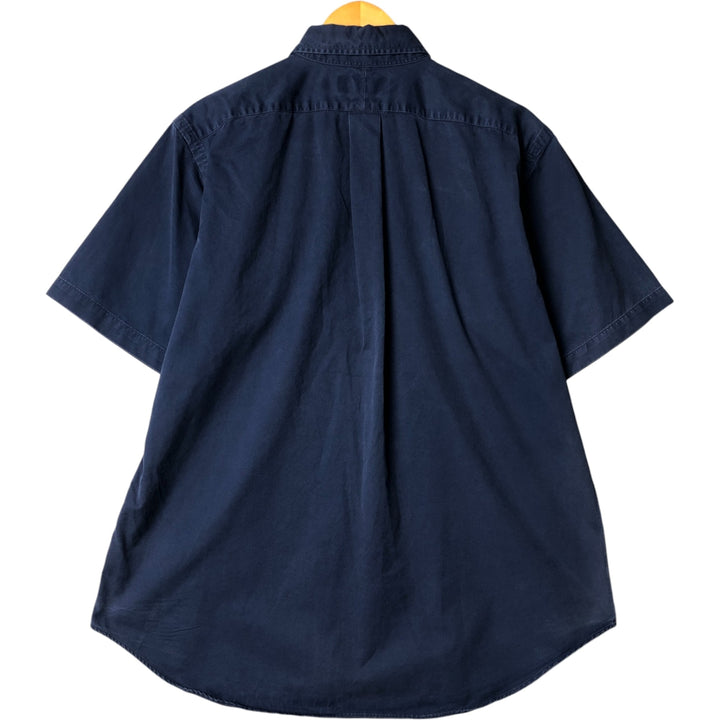 Ralph Lauren Classic Fit short sleeve button down shirt, men's size L cotton Navy blue Vintage Second Hand