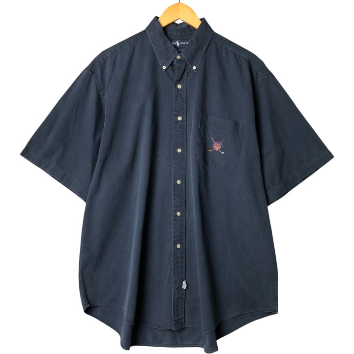 Ralph Lauren short sleeve button down shirt, men's XL size cotton navy blue type Vintage Second Hand