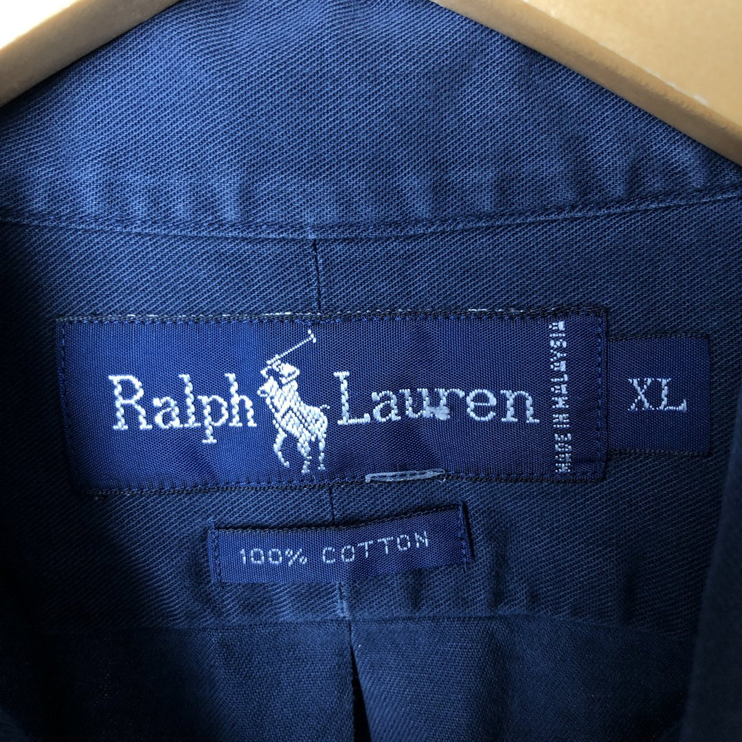 Ralph Lauren short sleeve button down shirt, men's XL size cotton navy blue type Vintage Second Hand