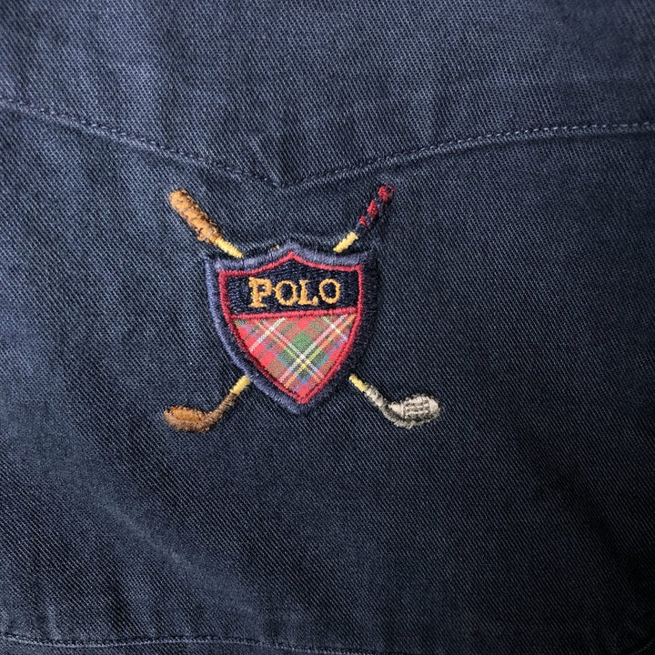 Ralph Lauren short sleeve button down shirt, men's XL size cotton navy blue type Vintage Second Hand