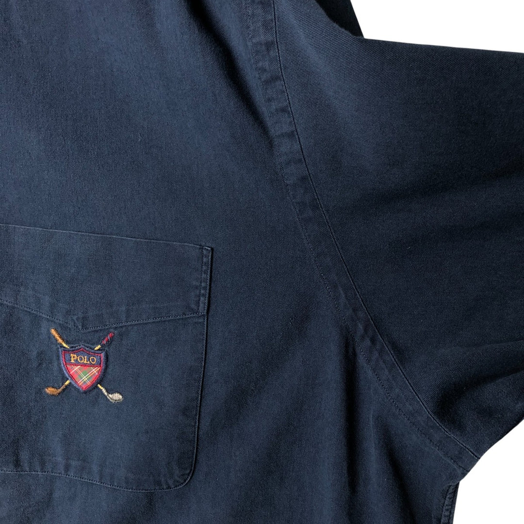 Ralph Lauren short sleeve button down shirt, men's XL size cotton navy blue type Vintage Second Hand