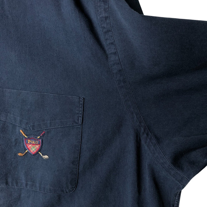 Ralph Lauren short sleeve button down shirt, men's XL size cotton navy blue type Vintage Second Hand