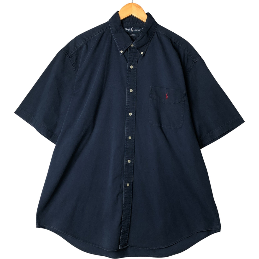 Ralph Lauren BLAKE short sleeve button down shirt, men's XL size cotton navy blue type Vintage Second Hand