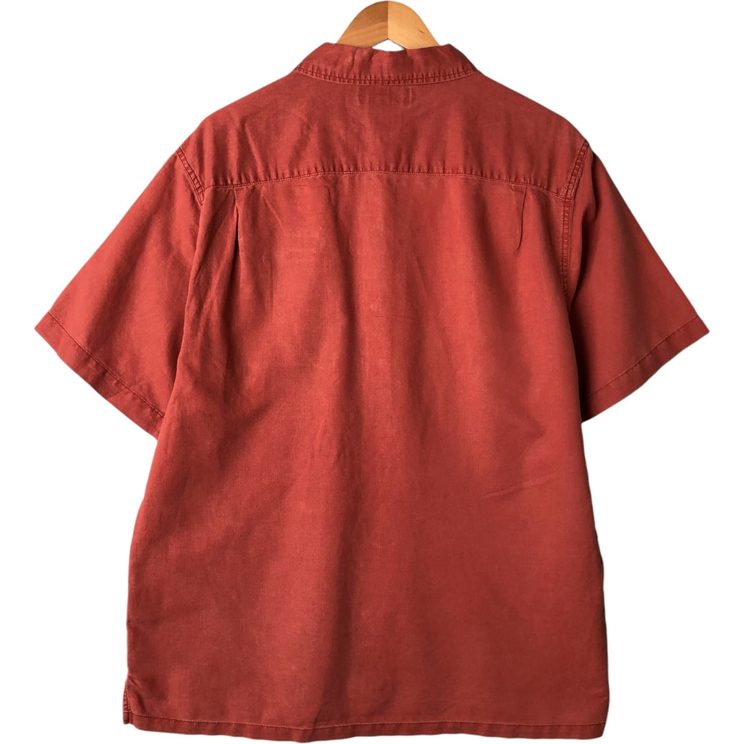 2000'S Columbia Short Sleeve Ramie and Cotton Box Shirt, Men's Size L Lamy red type Vintage Second Hand