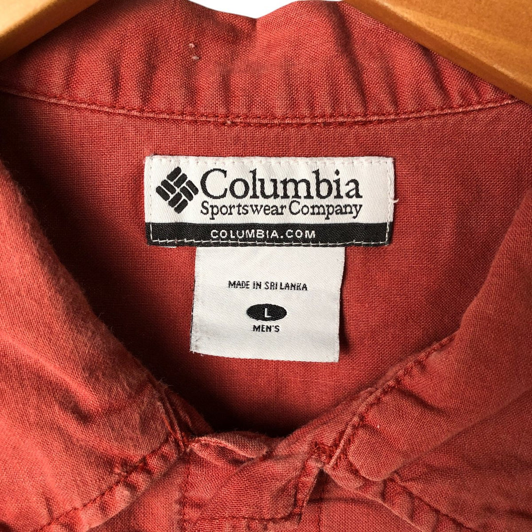 2000'S Columbia Short Sleeve Ramie and Cotton Box Shirt, Men's Size L Lamy red type Vintage Second Hand